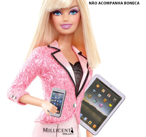 Tablet + iPhone Celular P/ Bonecas Barbie Susi Monster Etc