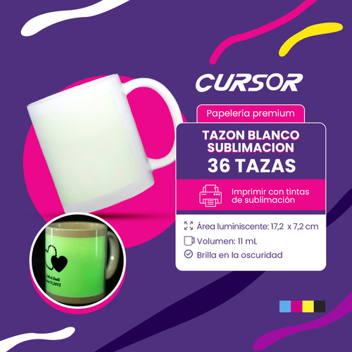 Cajas 36 Tazón Tazon Blanco Sublimacion Brilla Oscuridad