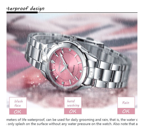 Relojes Chronos Ch23 Diamond De Cuarzo Inoxidable Color Del Fondo Rosa