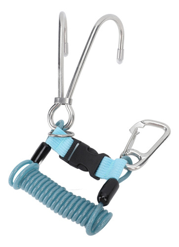 Cordón De Buceo Azul Con Resorte, Gancho Enrollado, Acero In