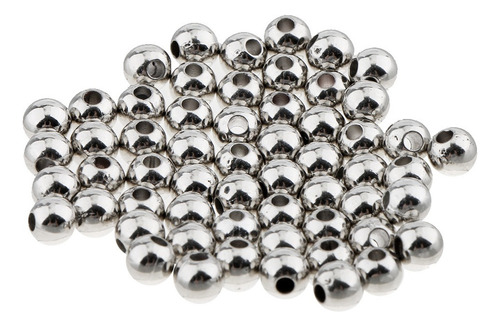 100x Cuentas Sueltas De Acero Inoxidable Color Plata Para