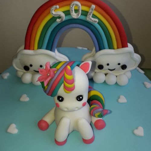 Torta Unicornio Con Deco Porcelana Fria