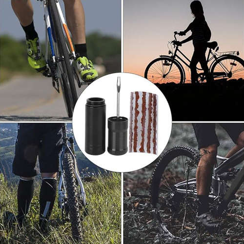Kit De Reparación De Llantas Sin Cámara, Para Bicicleta De Ruta Y Mtb, Repara Pinchazos, Incluye Herramienta Con Tapones Y 5 Tiras De Caucho (bacon)