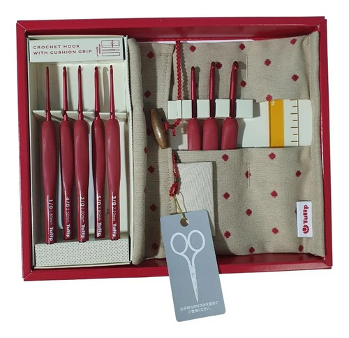 Kit Com 8 Agulhas Tulip Crochê Cabo Emborrachado Etimo Red