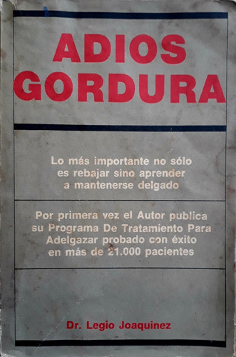 Libro Adios Gordura - Legio Joaquines 