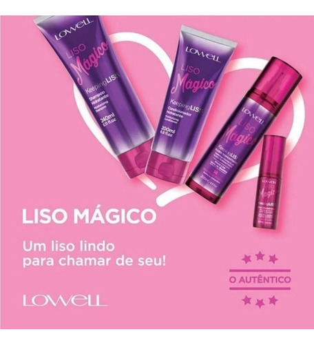Liso Lowell Mágico Shampoo + Cond 200ml + Fluido 60ml + Óleo