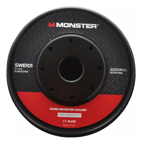 Subwoofer 10 Pulgadas Monster Swe101 3200w Color Negro