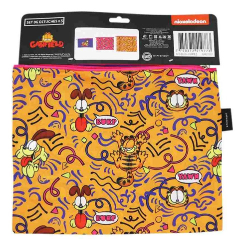 Set De Estuches Multiuso X3 Garfield Tela
