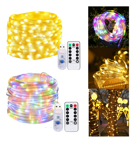 Guirnalda De Luces De Cuero De 8 Modos, 2 Unidades, Con Cont
