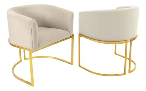 Kit 2 Poltronas Luxo Ferro  Veludo Sala Luxousa Base Dourada
