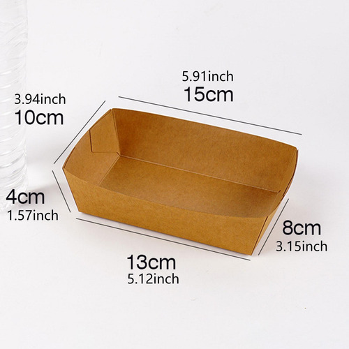100pcs Kraft Paper Bandejas De Alimentos Desechables