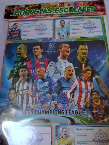 Etiquetas Escolares Y Calcomanías De Fútbol Champions League