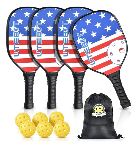 Paleta Pickleball Utebit 4 Raqueta Superficie Madera 6