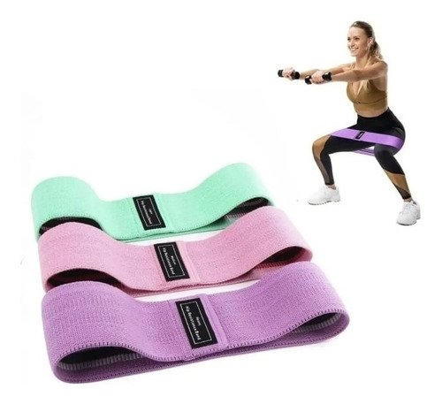 Imagen 6 de 8 de Pack 3x Bandas Elasticas Tela Resistencia / Pilates /fitness