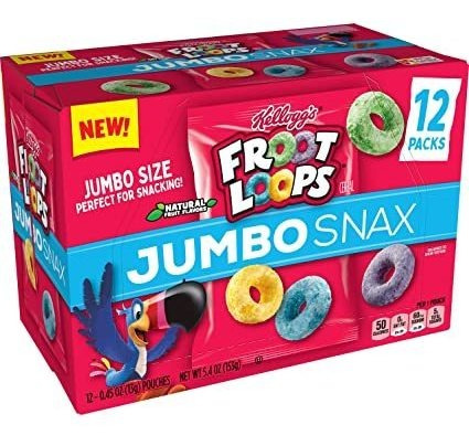 Kellogg Froot Loops Jumbo Snax, Cereal Snacks, Original, Sob