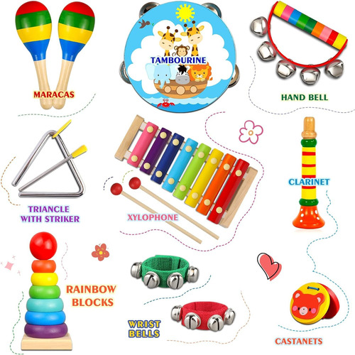 Set De Percusión De Madera Para Niños Pequeños Looikoos De M