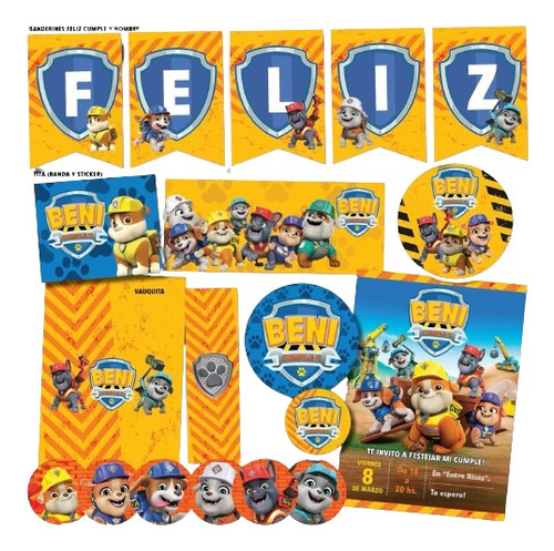 Kit Imprimible Personalizado Rubble Y Equipo Paw Patrol