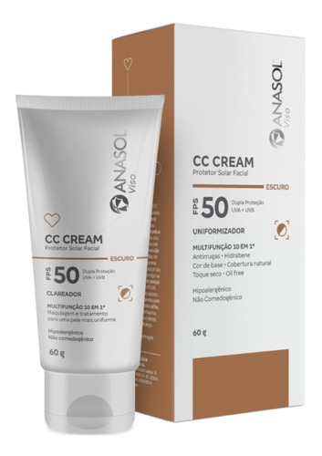 Protetor Clareador Facial Cc Cream Fps50 Cor Escuro Anasol