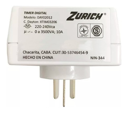 Imagen 5 de 6 de Timer Digital Programable Enchufe 220v Hasta 3500va 10a