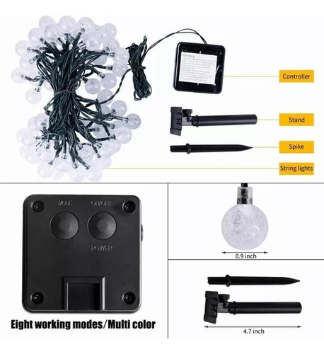 Luces Solares Navideñas Serie 100led Decorativo 12m