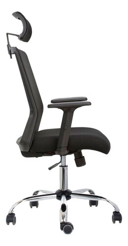 Imagen 3 de 5 de Silla de escritorio Form Design Cuba alta brazo reg y cabecero negra con tapizado de mesh