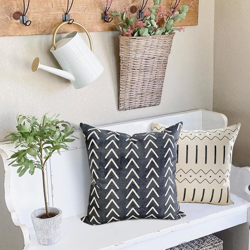 4Pcs Fundas De Cojín De 45x45cm, Funda de Almohada De Sofá Moderno Geométricas,Impresión De Doble Cara,Color Gris