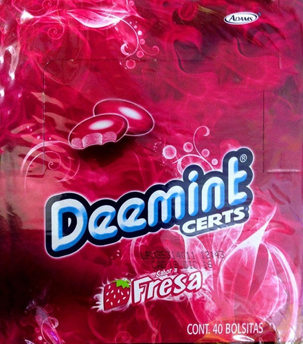 Deemint Certs Fresa 40 Pzs Caramelo Suave Confitado Adams