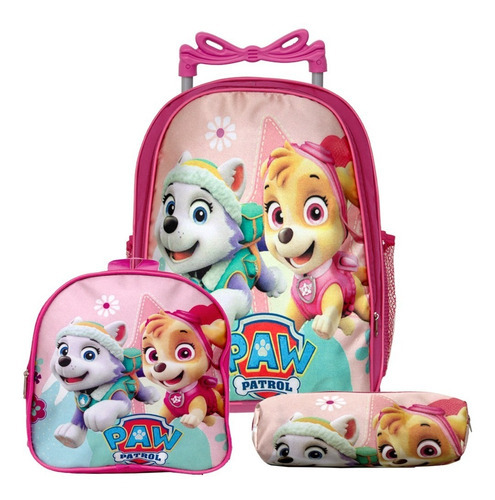 Kit Mochila Escolar Infantil Skye Patrulha Canina Rodinha