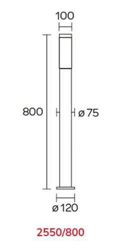 Imagen 2 de 2 de Columna Exterior 80cms Fw Aluminio Negro 2550 Acrilico