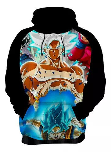 Blusa de Frio Moletom Full Goku Criança Desenho Anime com Capuz