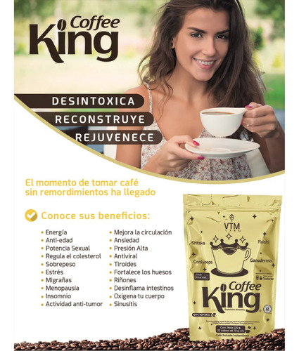 Coffee King Ganoderma Reishi Shitake Cordyceps 22 Sobres