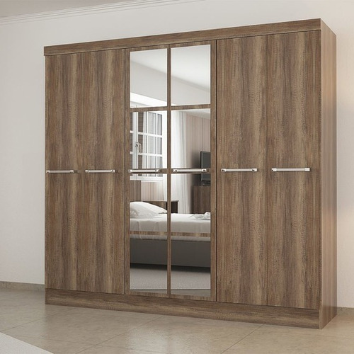 Imagen 5 de 10 de Placard Ropero 6 Puertas Con Espejo 2.20 Mts Melamina Dl350