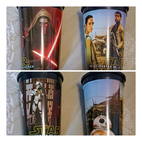 Vasos Starwars Cinemark El Despertar De La Fuerza Precio X 2 Negro