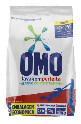 Omo Lava Roupas Em Pó Omo Lavagem Perfeita 2,4 Kg
