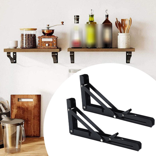 Soportes Para Estantes Plegables, Soportes Negro 12 Pulgadas