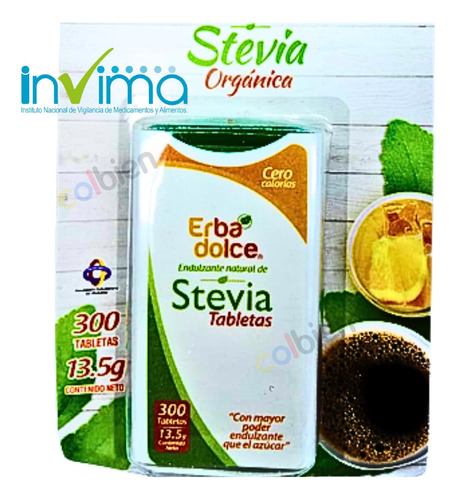 Stevia Organica 300 Tabletas Ideal Para Diabéticos | Invima