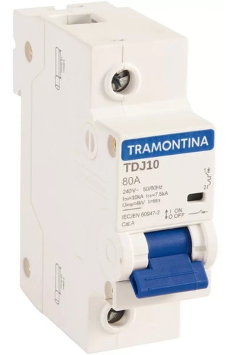 Minidisjuntor Tdj10-1c80 1p80a 10ka Tramontina
