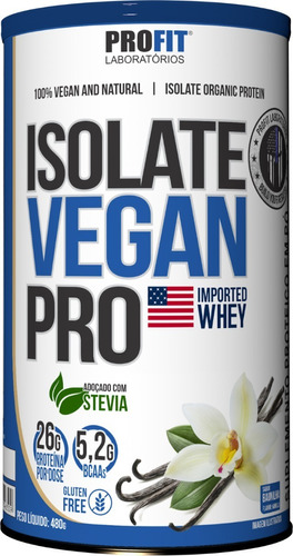 Isolate Vegan Pro Zero Lactose Pote 480g - Profit Original F Sabor Baunilha