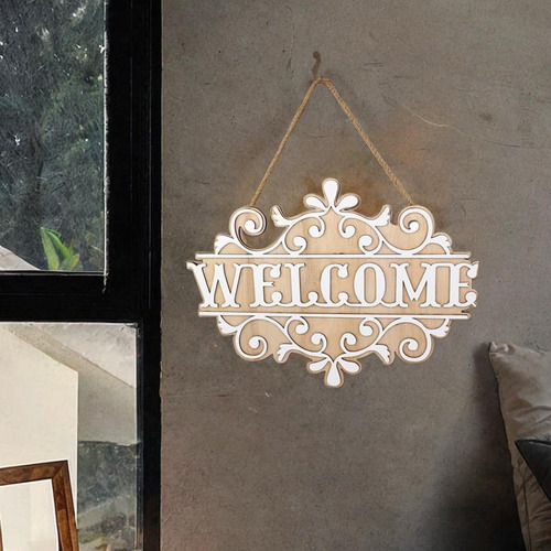 Wood Wall Hanging Welcome Sign Decoración De Placa Rústica