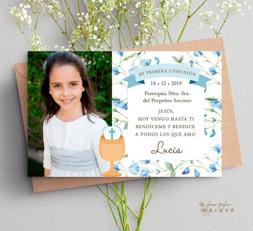 Imagen 3 de 10 de Estampas Nenas Primera Comunión 11 X 7 Cm Horiz C/foto X 3u