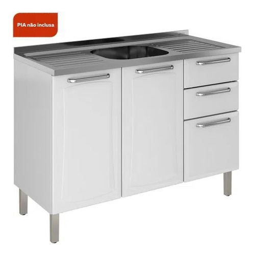 Balcão Aço Para Pia 3 Portas 2 Gav Branco Tarsila Itatiaia Branco