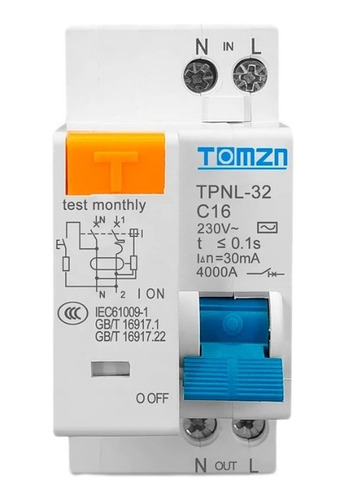 Disyuntor Diferencial Contactor Fuga/tierra 1p/120/220 L+n