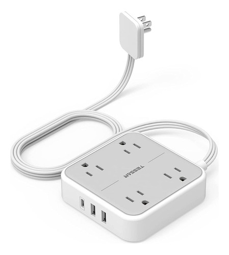 Cargador De Pared Ultradelgado Power Strip Con 3 Puertos Usb