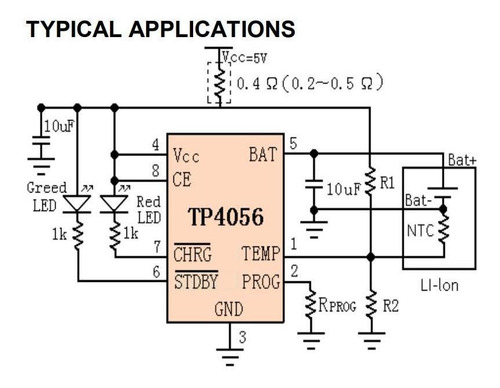 Por 5und Tp4056 Chip Cargador De Batería De Litio 18650 Lipo