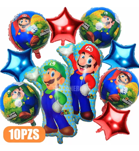 Kit 10 Globos Para Super Mario Bros Decoraciones De Fiesta