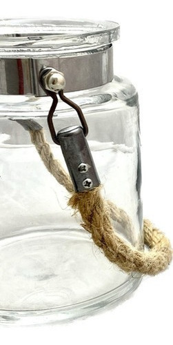 Vaso Tubo Vidro Grosso Corda Suporte Vela 10x12cm Decoração