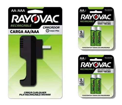 Cargador Pilas Recargables Aa Aaa Rayovac + 4 Aa 1350mah