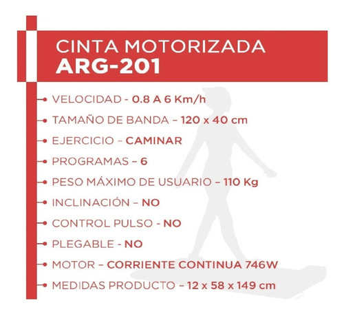 Imagen 2 de 10 de Cinta Para Trotar Y Caminar Motorizada Arg-201 A Mundo Gym