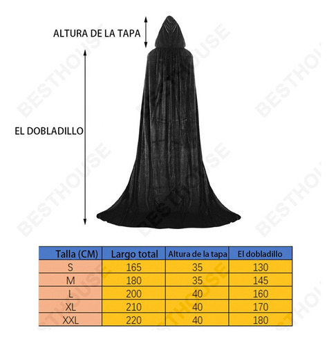 Capa De Terciopelo Con Capucha, Capa Larga De Halloween Para Adulto