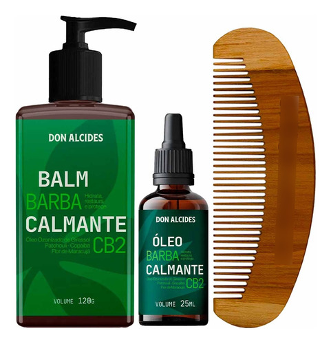 Kit Balm E Óleo Para Barba Cb2 E Pente Curvo Don Alcides